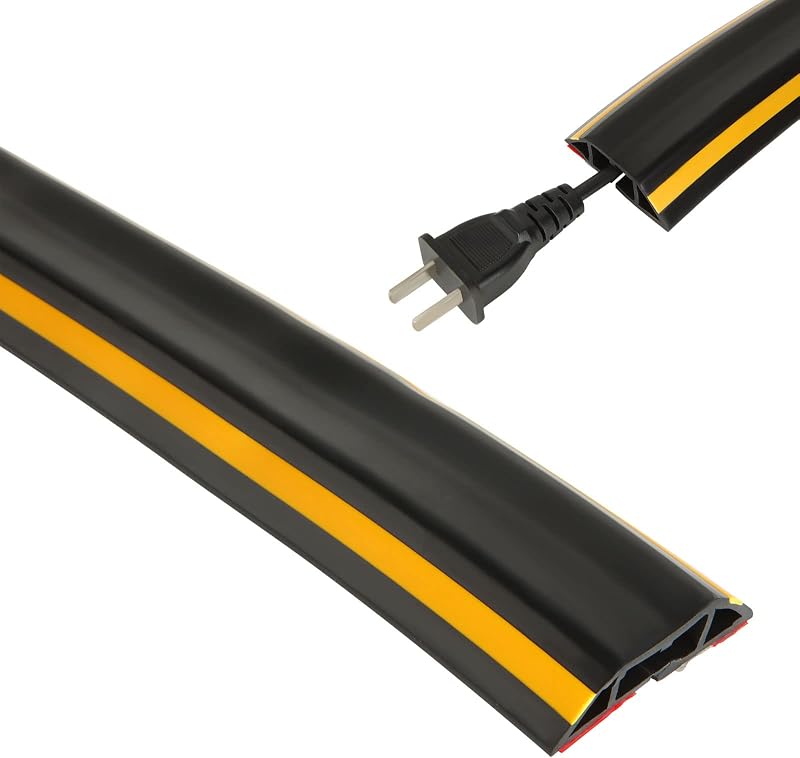ZOFORTY Black Rubber Floor Cable Protector 3M Yellow Line Wire Cover Animal