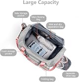 flintronic Travel Duffel Bag Foldable Gym Bag Wet Dry Separation Grey Pink view 3