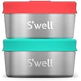 S'well Stainless Steel Condiment Container Set of Two, 2oz, Tangerine/Turquoise, Single Walled Durable Construction, Leakproof Silicone Lids, Dishwasher Safe