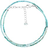 ZEMBIENCE Natural Gemstones Choker Necklace, Faceted Rounds Beads, Silver Plated Jewelry, Healing Crystals, Birthday, Handamde, Minimalist, Women Gifts, Mother's Day