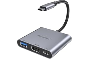 ABIWAZY USB C to HDMI Multiport Adapter with 4K HDMI Output,Type-C Hub Converter to 4K HDMI USB 3.0 PD Charging Port,USB-C Digital AV Multiport Adapter for MacBook Pro/air,iPad Pro &More USB-C Devices