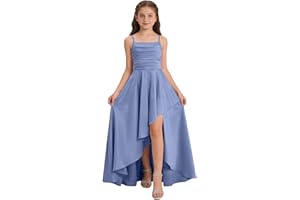 Junior Bridesmaid Long Dresses Teen Girls a Line Dress Chiffon Formal Ruffles Skirt Skater School Recital Dress