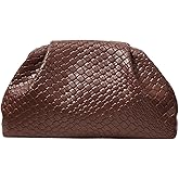 QWINEE Women's Woven Evening Bag Dumpling Clutch Purse No Strap Handbags Elegant Faux PU Leather Clutch Bag | Woven, No Strap, Elegant, Faux PU Leather