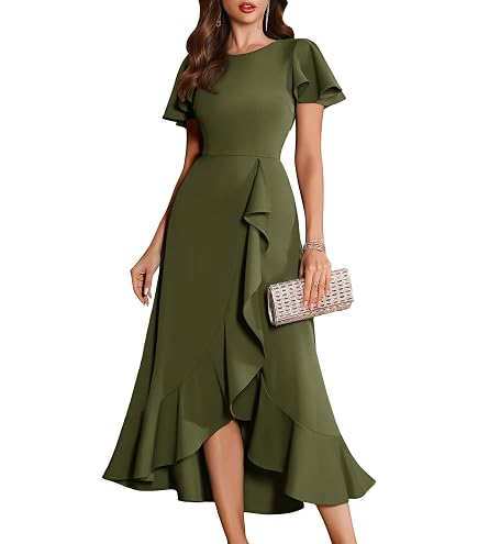 belisas formal dresses BeryLove for Women Wedding Guest Ruffle Short Sleeve Elegant Cocktail Bridesmaid Party Prom Homecoming Dress High Waist Lace Long Evening Gown 51 Black XS : Clothing, Shoes & Jewelry lacquered_dresser