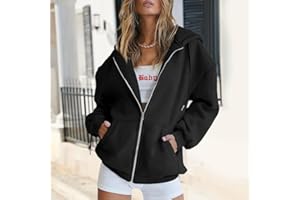 Women's Oversized Zip-Up Hoodie - Lightweight Casual Jacket, Fall Winter Wear