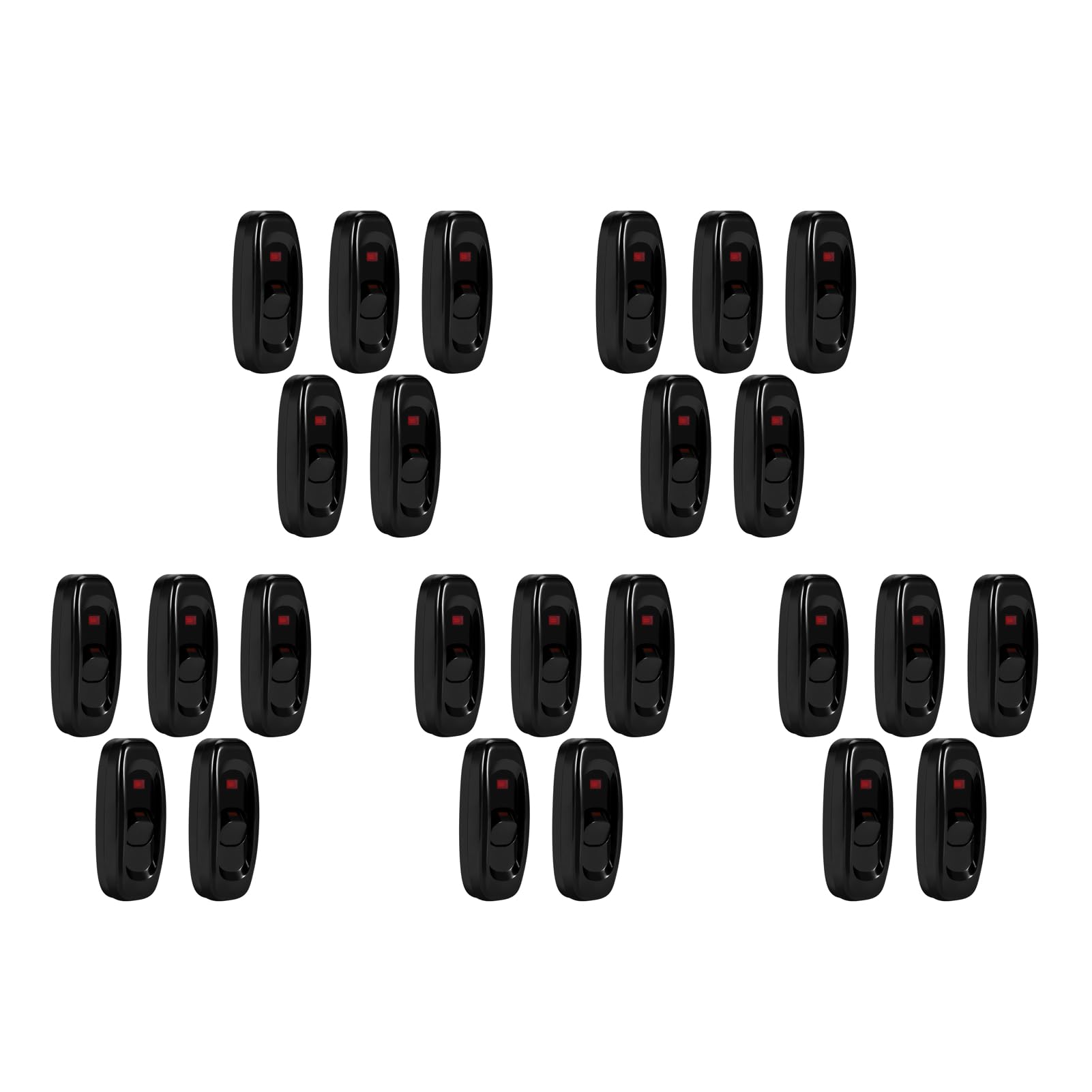 Generic 5 Pcs Black Plastic Inline Cord Switch with LED Indicator, On/Off Toggle Switch for Bedroom Table or Desk Lamp