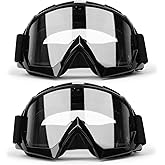 XYOP Professional Motorcycle Motocross Goggles for Men Women ATV Dirt Bike Windproof Glasses Wide Vision Powersports Racing Riding Goggles Anti-Fog Scratch Dustproof 2 Pack Clear Lens