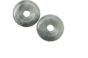 Bacatgem 2 Pcs Moonstone Polished Crystal Peace Circle Donut Stone Beads Supplies,Round Large Hole 7mm Lucky Coin Peace Circle Healing Crystal Pendant for Jewelry Making