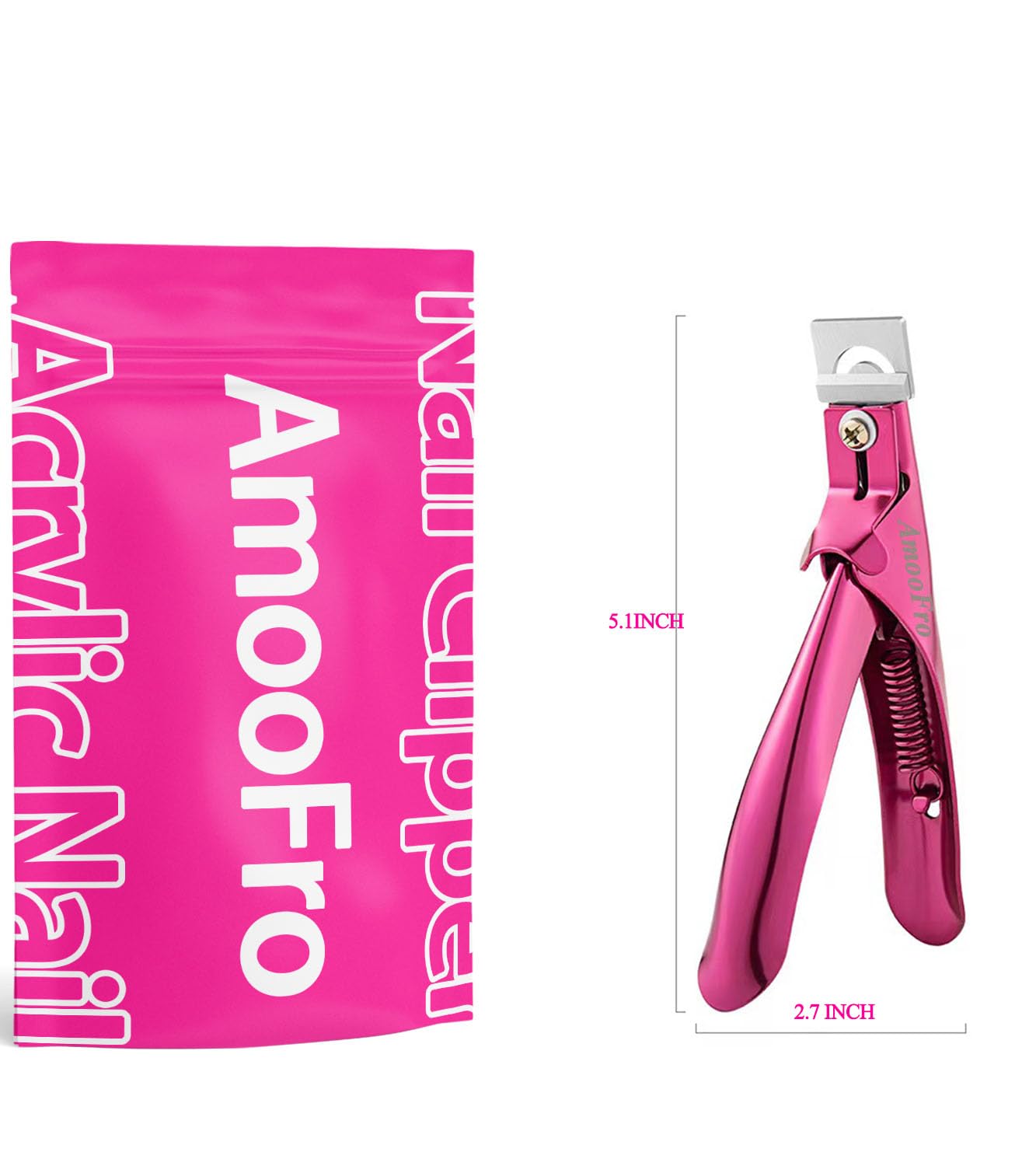 AmooFro Acrylic False Nail Clippers with Magnets Sizer, Tip Cutter for False Nails with Length Measurement, Adjustable Stainless Trimmer, Manicure Tool for Salon Home Art - Image 7