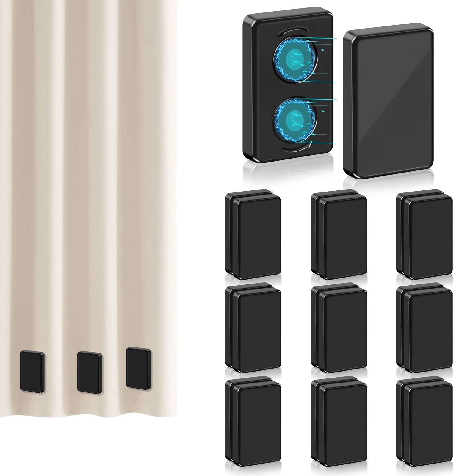 Photo 1 of *Partial Set - ONLY 2 Magnets*
ANGAR 18pcs Outdoor Curtain Weights, Waterproof Magnetic Curtain Weights, Heavy Drapery Weights Bottom, Weighted Magnets for Heavy Wind, Shower Curtain, Garden Flag, Tablecloth (Black)