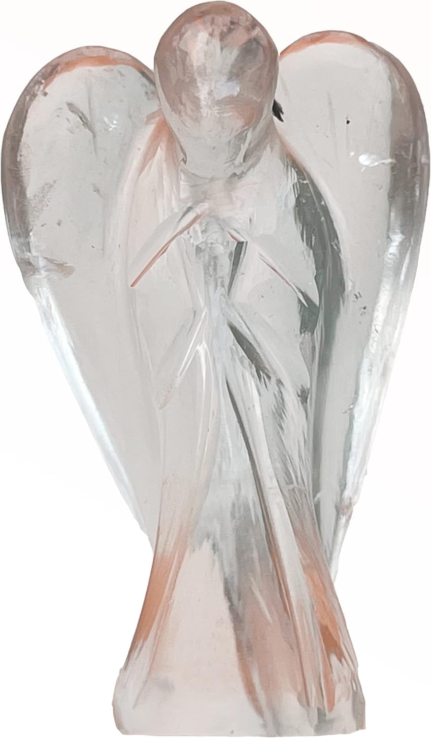 Hand Carved Crystal Healing Gemstone Pocket Guardian Angels with Reiki Powers Gift Stone Ornaments, 45mm to 50mm(Approx 2") (Crystal Quartz)