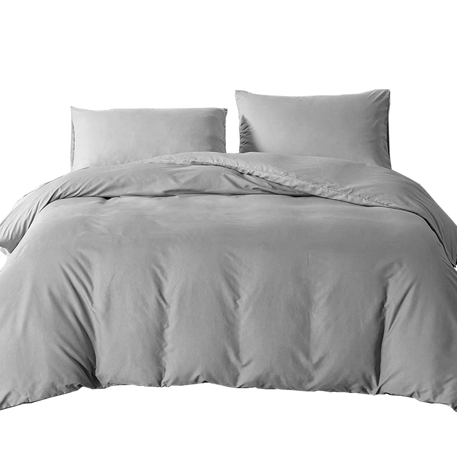 King Size Duvet Bedding Cover Sets Duvet Cover with 2pcs Pillowcases Soft Microfibre Polyester Duvet Cover Sets (Light Grey)
