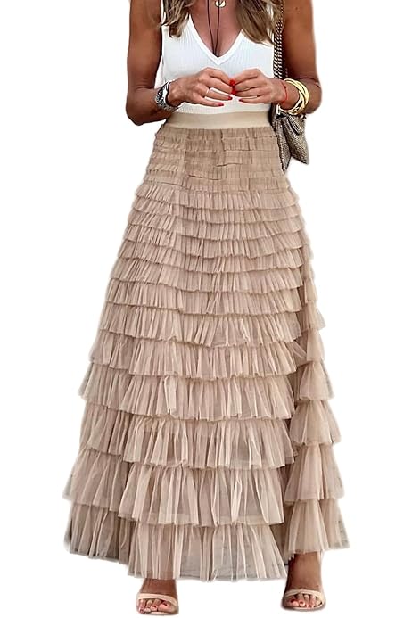 Amazon.com: Elegant A Line Fairy Tulle Tiered Skirt for Women High 