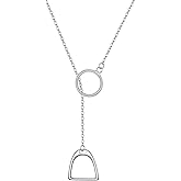 FANZE 925 Sterling Sliver Horseshoe Necklaces for Women Double Stirrup Y Necklace Classic Western Horse Jewelry Gift for Anniversary Valentines Christmas