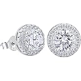 VEXXS Diamond Stud Earrings for Men, S925 Sterling Silver 14K Real Gold Plated Iced Out Earrings Micro Pave 5A CZ Stones Men’s Studs, Hypoallergenic