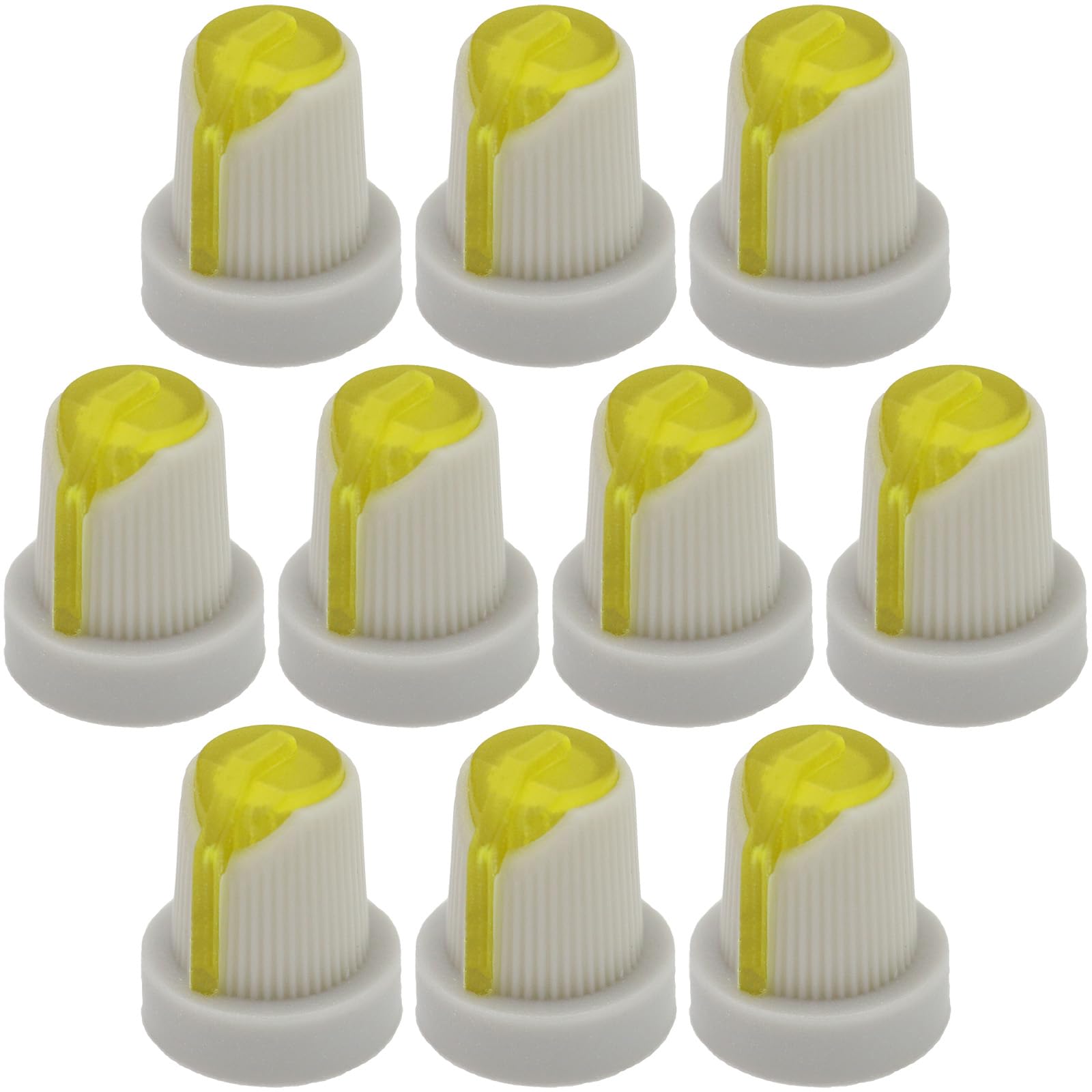 6mm Splined Hole AG5 Illuminateable Grey Body Plastic Colour Indicator Control Knob Pack of 10 (Yellow)