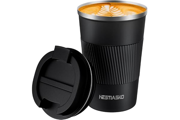Hestiasko 13 oz Coffee Mug, Double Walled Vacuum Travel Mug, Leakproof Travel Mug with Lid, 304 Stainless Steel Insulated Cof