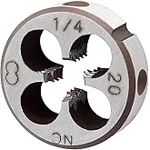 LifCratms 1/4-20 UNC Round Threading Die, 1/4 x 20 UNC | Machine Thread, Alloy Tool Steel, Right Hand Threading Die, Machine Thread Repair