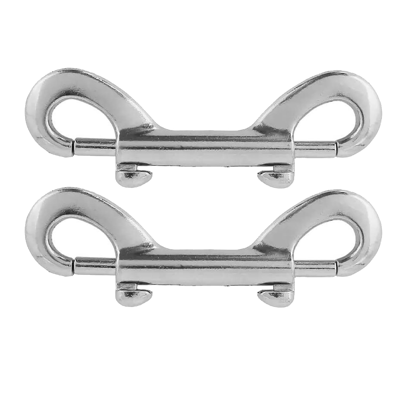 WUDQIJI Double Carabiner Hooks, Pack of 2, Long, 100 mm, Double-Sided Snap Hook, Double End Bolt Snap Double Carabiner, Bolt Catch Chains, Snap Hook for Dog Lead, Climbing, Camping, Webbing