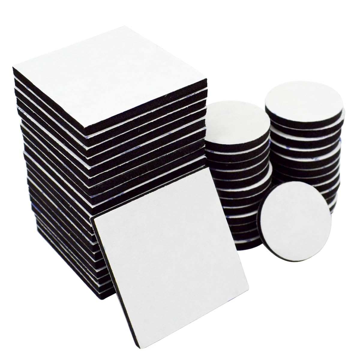 Aurorali Double Sided Sticky Pads Black, 50 Pcs Adhesive Foam Pads Mounting Pads, Squares and Round
