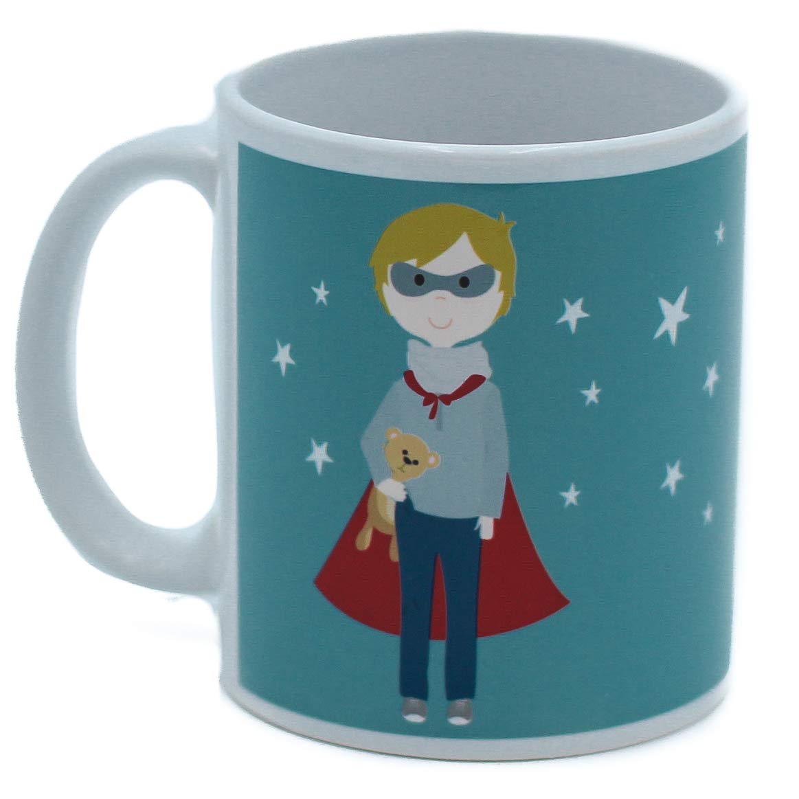 SUSIKO Ceramic Mug, Super Family, Breakfast, Lunch and Dinner of The Whole Family, Super Child with Cape and Mask, Gift Wrapping in Kraft Paper