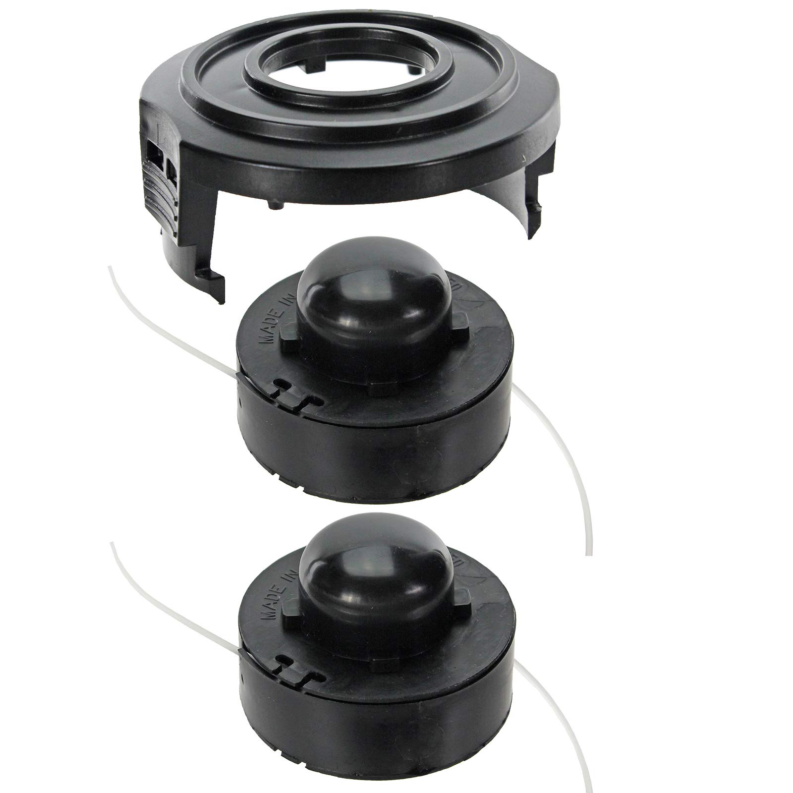 SPARES2GO Strimmer Line & Spool Cover Kit for Challenge N1F-GT-220/250-C N1F-GT-250/350-B Trimmer (2 Spools)