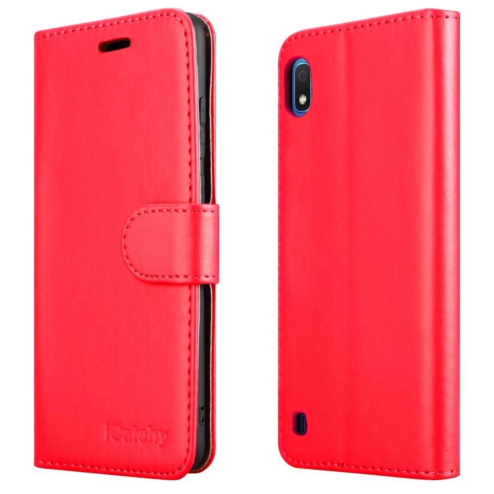 For Samsung Galaxy A10 Case, Wallet Book [Stand View] Card Case Cover Magnetic Closure [Kickstand] Full Protection Premium Leather Folio Case Compatible with Samsung Galaxy A10 Phone Cover (Red)