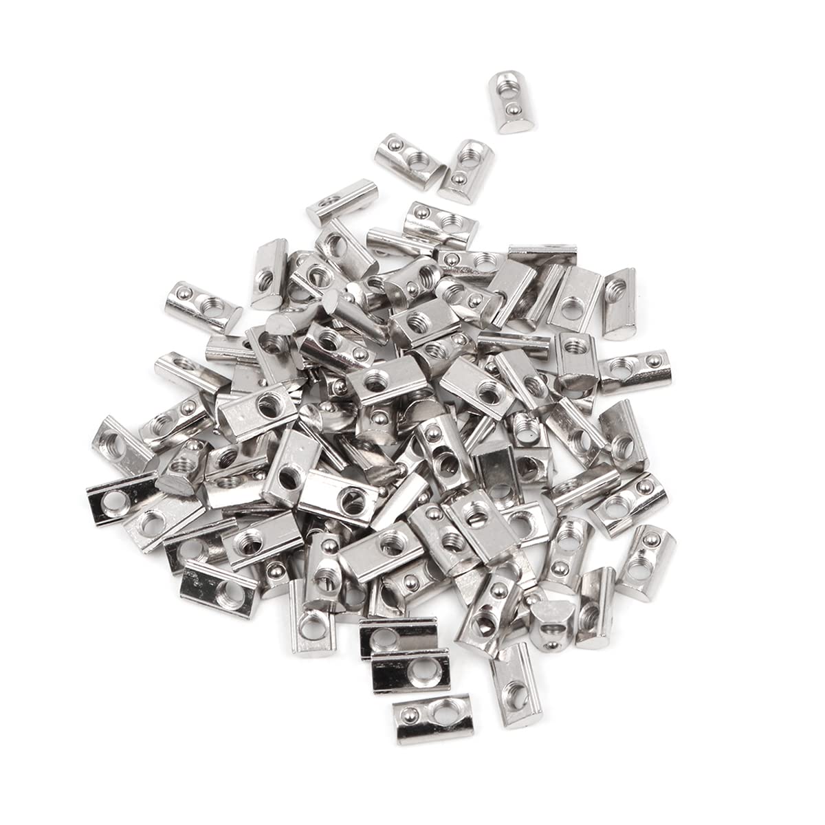 WANGCL 100PCS Spring Ball T Nuts Nickel Plated Carbon Steel Nut Fastener For 20x20 Series Aluminum Extrusions 6mm Slot Aluminum Profile Accessory EU20-M5