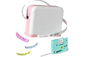 Vixic Label Maker Machine with Tape, P3200 Bluetooth Portable Labeler with Multiple Modes for Editing Labels, Handheld Mini Sticker for 6-12mm 1/4 '-1/2' Tapes, for Home School Office, White-Pink