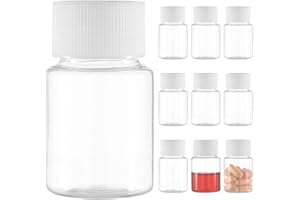 Baluue 10pcs Clear Pill Bottles with Leak-Proof Lids, 30ml Empty Travel Plastic Bottles for Medicine Containers Liquids, Pill