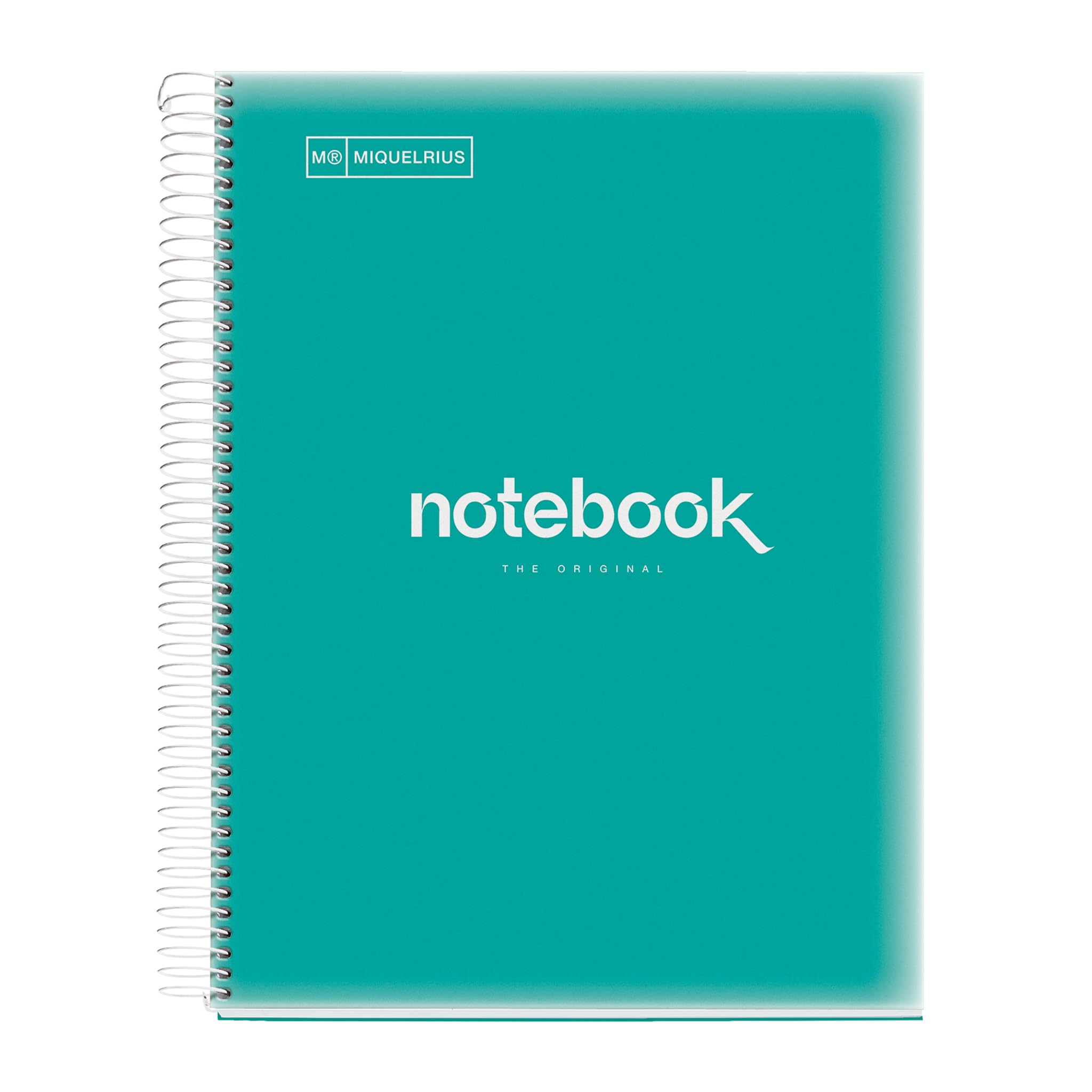 Miquelrius - A4 Notebook Emotions, 160 Sheets 90 g/m², 5 x 5 mm Square, 8 Coloured Stripes, Microperforated Spiral, Polypropylene Cover, 4 Drills, Turquoise