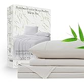 Southshore Fine Living, Inc. 100% Rayon/Viscose Derived from Bamboo Cooling Sheets, 21-Inch Deep Pocket Bamboo Sheets King Size, 300 Thread Count, Oversized Flat, 2 Pillowcases, Bone