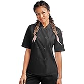Women's Chef Coat Short Sleeve - Professional Chef Jacket with Mesh Side Panels, Double Breasted Closure & Thermometer Pocket