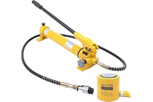 Futchoy 30T Hydraulic Jack Porta Power Ram Kit + CP-700 Manual Hydraulic Hand Pump Multi Section Jack, 2'' Stroke Industrial Mini Hydraulic Cylinder (30T Hydraulic Jack + CP-700 Pump), Yellow