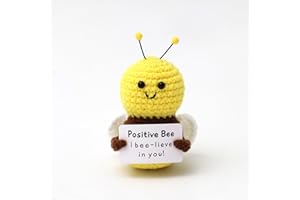 MMNHJHUT Funny Mini Positive Bee,3In Positive Crochet Animals Doll with Positive Card,Soft Wool Handmade Knitted Doll for Friends,Parties,Birthdays,Christmas(Yellow Bee)