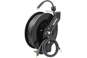 Txecpro Retractable Air Hose Reel, 3/8 IN x 50 FT Hybrid Air Hose Max 300 PSI, Air Compressor Hose Reel with 5 ft Lead in, Ceiling/Wall Mounted Air Hose Reel,Heavy Duty Air Tool