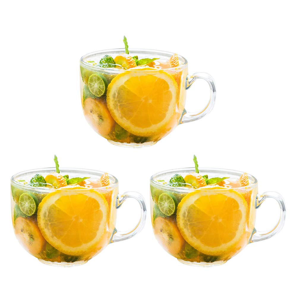 Glass Cup Transparent Mugs Coffee Tea Milk Breakfast Mug Creative Gifts 470ml, Set of 3
