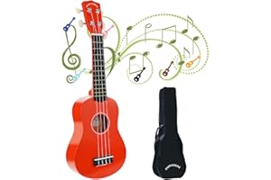 POMAIKAI Soprano Ukulele for Beginner Hawaiian Wood Ukelele 21 Inch Small Guitar Uke for Starter Student Adult with Gig Bag (Orange)