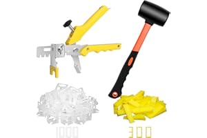 Tile Leveling System with Tile Plier - 300-Piece 1/8 Inch Leveling Spacer Clips and 100-Piece Reusable Wedges - Tile Tools Se