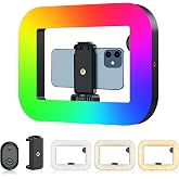 RGB Smartphone Video Rig with Light, Handheld Phone Camera Ring Light, 2500-8500K Selfie Light for Tiktok, YouTube, Live Steam, Video Recording, Make up