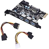 YEELIYA PCI-E to Type C (2),Type A (3) USB 3.0 5-Port PCI Express Expansion Card +Expanding 2 USB 3.0 Ports with Internal 19-