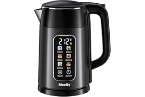 Mecity Electric Kettle 1.7L Touch Screen Temperature Control Water Boiler, No Plastic Contact with Water. 6 Preset Temperature Programs, 2 Hours Keep Warm, Dark Grey