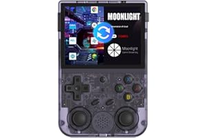 AMPOWN RG353V Handheld Game Console 3.5-Inches Display Dual OS Android 11, Linux System Support 5G WiFi 4.2 Bluetooth, RK3566 Chip Built-in 16G + 128G TF Card 15000+ Classic Games (Purple Transparent)