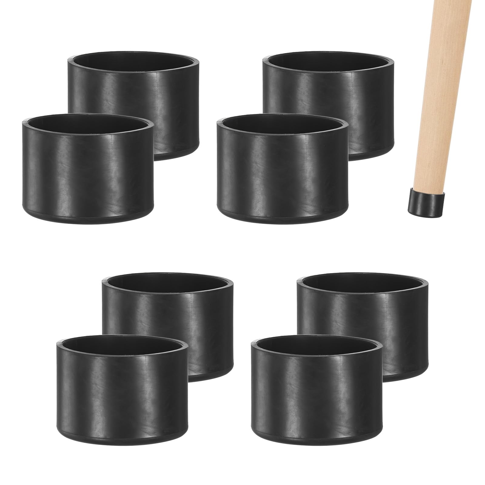 M METERXITY 8-Pack Chair Leg Caps, 1-5/8 Inch(42mm) PVC Chair Leg Floor Protectors for Folding Chairs/Metal Chairs/Furniture Table/Hardwood Floors, Round Non-Slip Cover End Tips [Black]