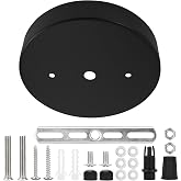 Sangle Sopffy Pendant Light Canopy Kit, 5.8 Inches Ceiling Lighting Canopy Kit with All Mounting Hardware Modern Chandelier Ceiling Plate Cover for Pendant Lighting Fixtures, Black (Black)