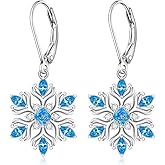 Snowflake Earrings for Women Sterling Silver Snowflake Drop Dangle Earrings Christmas Birthday Holiday Jewelry Gift for Her