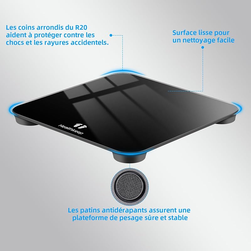 Balance Pese Personne Électronique, Pese Personnes de Haute Précision avec Affichage par LCD, Design Fin, poids Max. 180 kg/ 400lb Noir