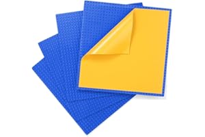 MIMAX Peel-and-Stick Baseplates - Self Adhesive Building Brick Plates - Compatible with All Major Brands - 4 Pack - 10 inch x 10 inch (Blue)