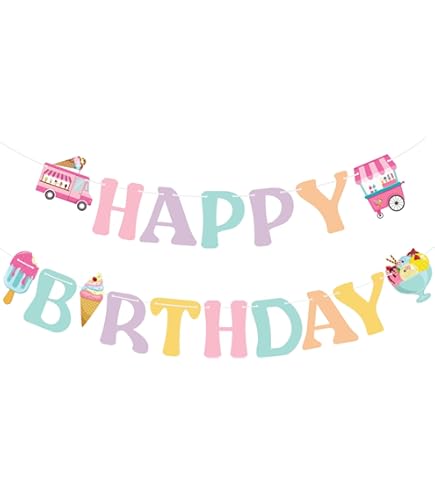 Six Is So Sweet Birthday Decorations - Donut & Ice Cream Banner & Garland For 6th Birthday Party