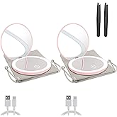 Milishow Compact Mirror with LED Light,1x/10x Magnifying Rechargeable Mirror,3.5in, Dimmable Travel Mirror for Purse,Pocket,Handheld 2-Sided Makeup Mirror